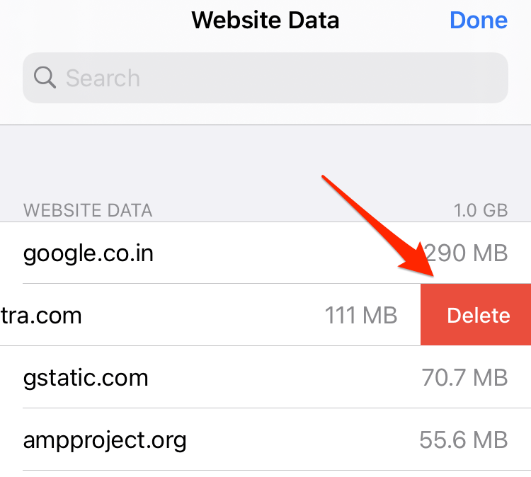 Eliminar los datos del sitio web Safari iOS