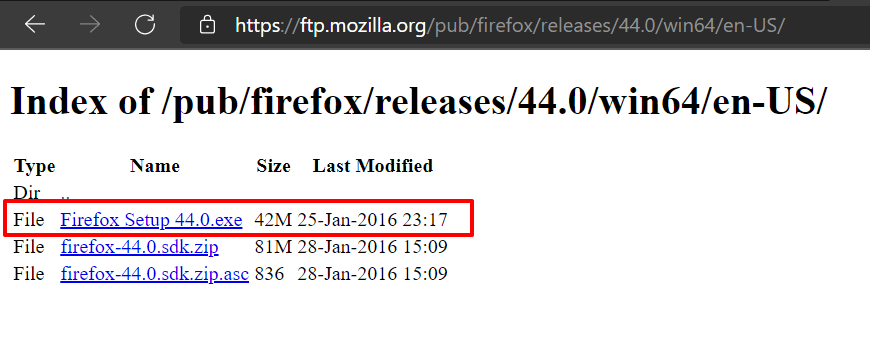 Enlace para descargar la versión anterior del navegador Firefox