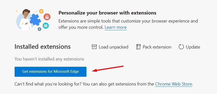 Obtener extensiones para Microsoft Edge